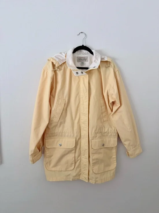 Vintage 90’s Butter Yellow St.John's Bay Hooded Anorak Utility Jacket Womens M - Picture 3 of 14